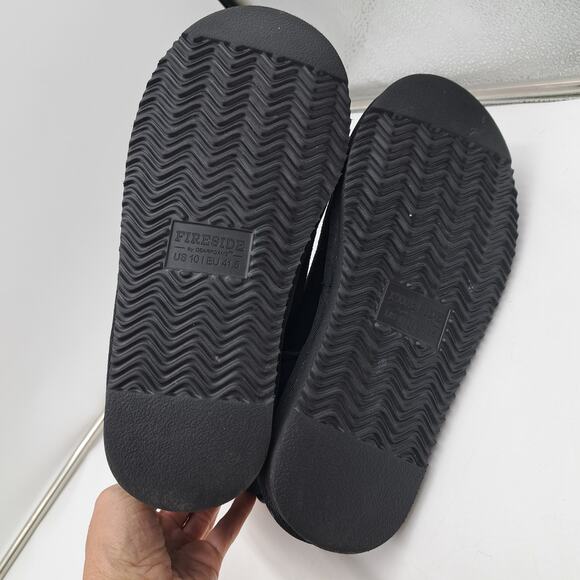 Fireside Dearfoams Womens Riverland Black Shearling Fur Lined Ankle Booties 10 - Picture 7 of 9